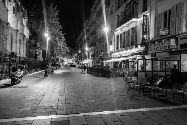 Ницца Франция Октября 2019 Года Вид Город Красивая Улица Вечернем — стоковое фото