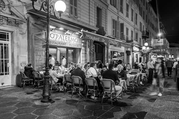 Nice France October 2019 People Have Rest Eating Traditional Street — Stock Photo, Image