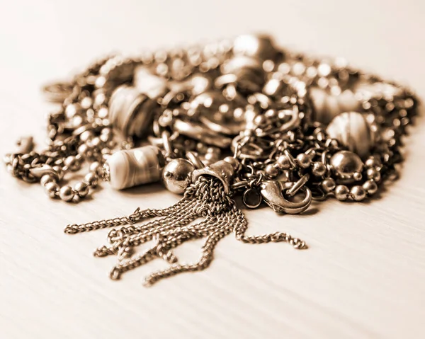 Beautiful vintage jewelry in a mess
