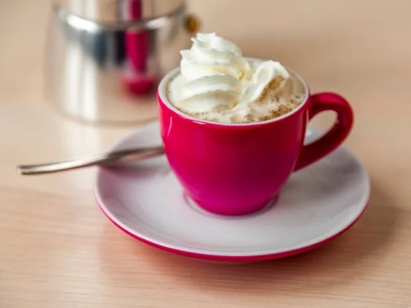 Café Crème Dans Une Tasse Transparente — Photo