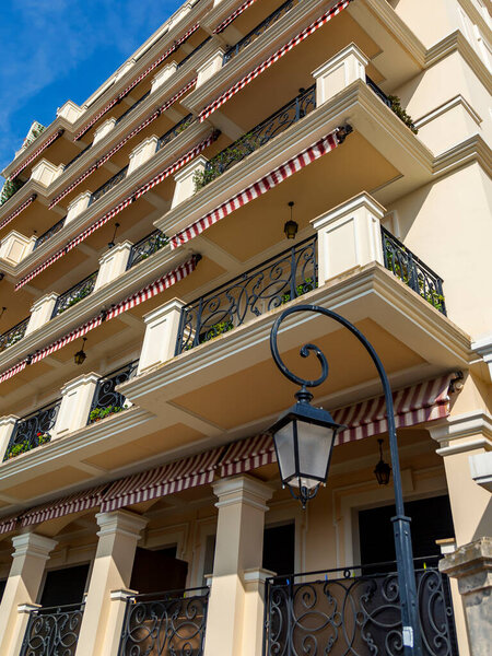 Monte Carlo, Monaco, October 13, 2019. Typical details of the urban architectural ensemble.