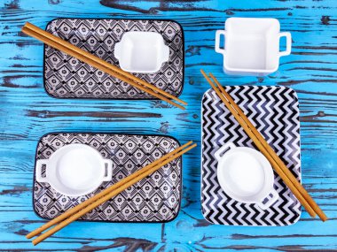 Japon mutfağı için tabaklar, düz yatak