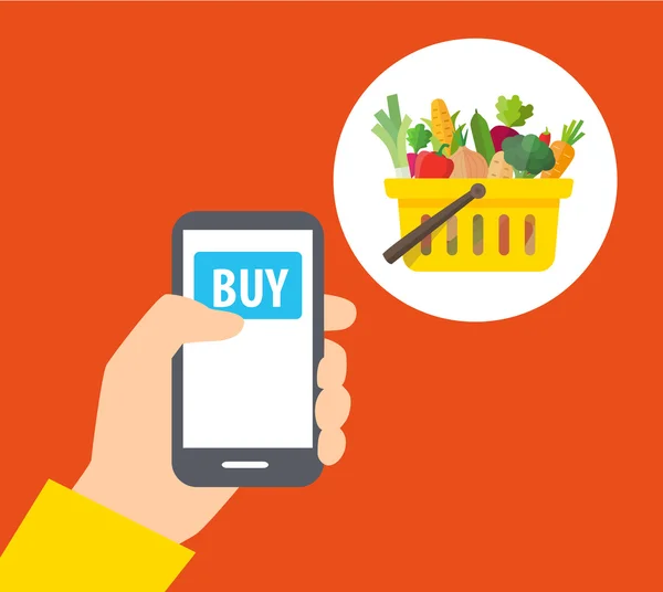 Ordering Food Online — Stock Vector