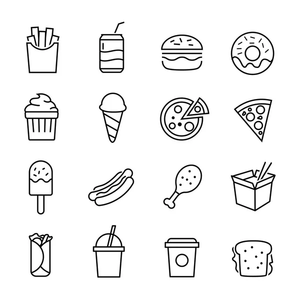 Iconos de comida rápida — Vector de stock