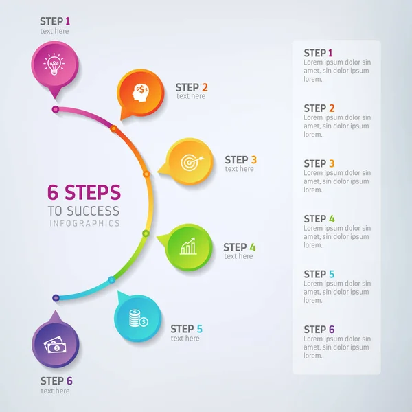 6 Schritte Infografik — Stockvektor