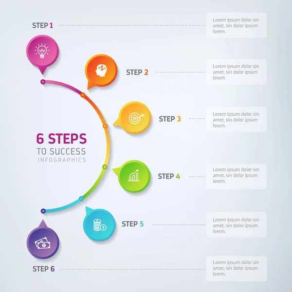 6 Schritte Infografik — Stockvektor