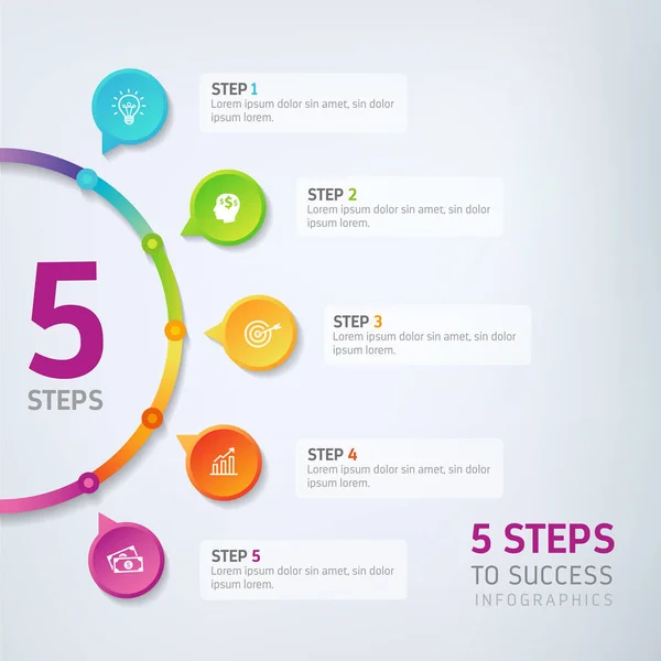 5 Schritte Infografik — Stockvektor