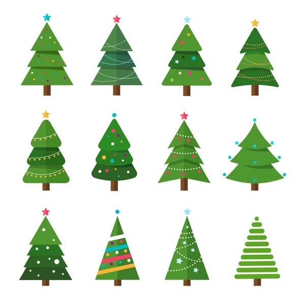 Vánoční stromy ikona kolekce — Stockový vektor