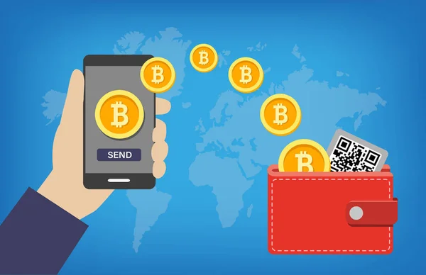 Transação de carteira Bitcoin —  Vetores de Stock