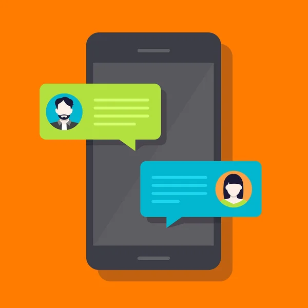 Smartphone Chat, gesprek — Stockvector
