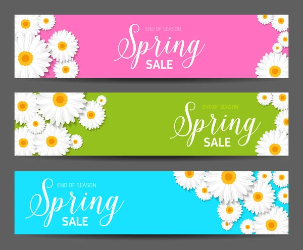 Banners de vendas de primavera — Vetor de Stock