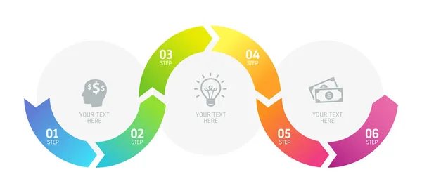 Seis pasos Infografías, Éxito empresarial — Vector de stock