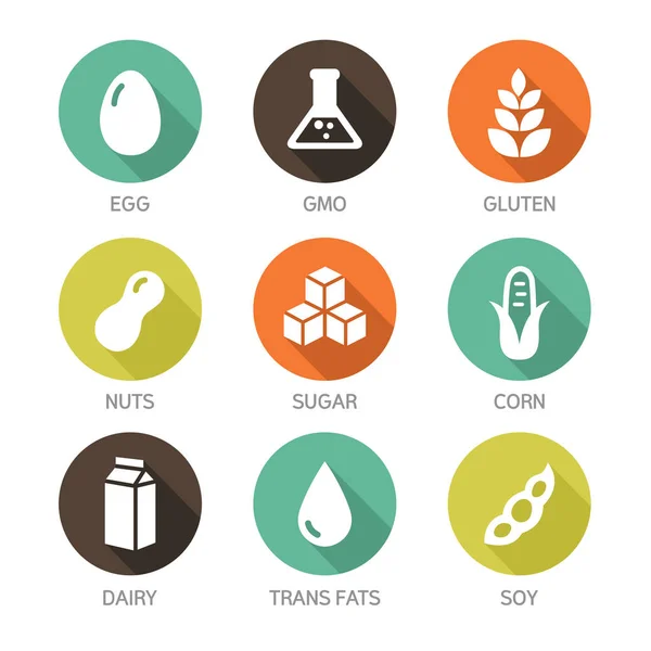 Allergens Icons — Stock Vector