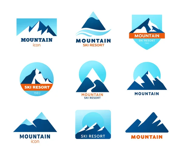 Iconos de montaña - Símbolos — Vector de stock