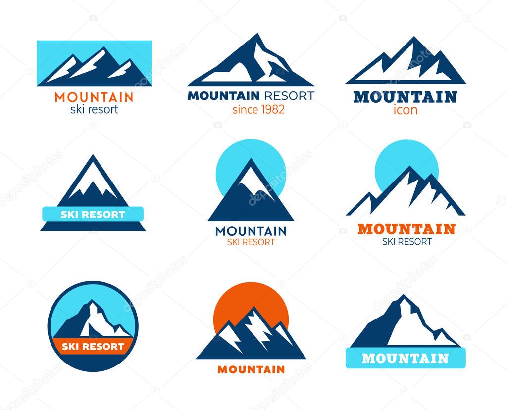 Collection of mountains icons - symbols