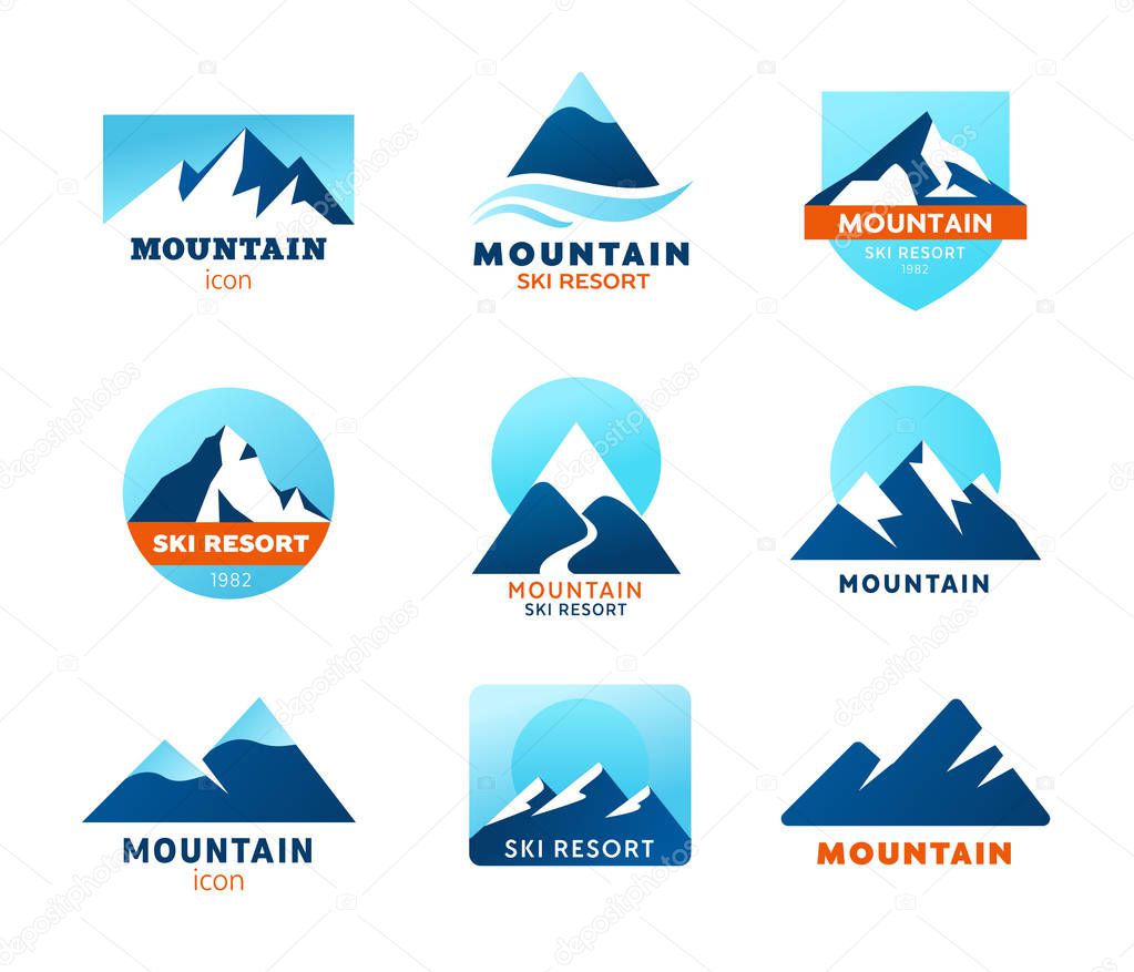 Collection of mountains icons - symbols