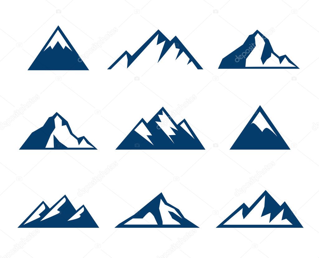 Collection of mountains icons - symbols