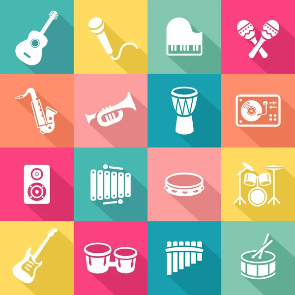 Conjunto de iconos de instrumentos musicales — Vector de stock