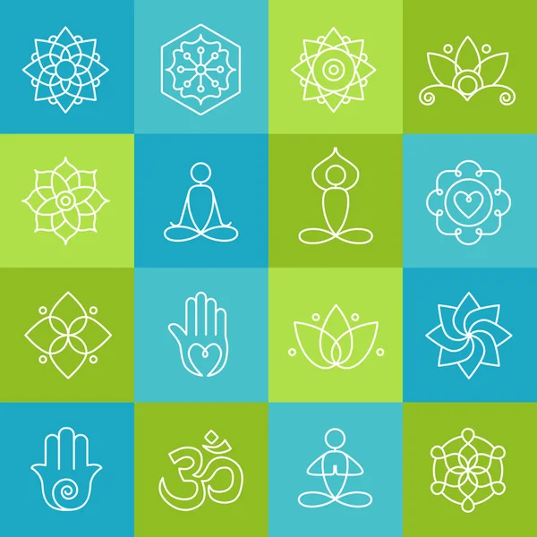 Iconos de Yoga y Meditación — Archivo Imágenes Vectoriales