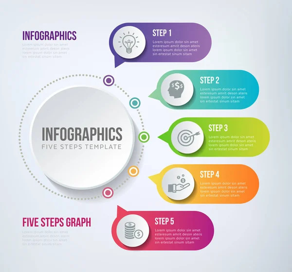 Cronología de la infografía de cinco pasos — Archivo Imágenes Vectoriales