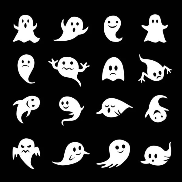 Ensemble d'icônes fantômes - Fantômes de bande dessinée effrayant — Image vectorielle