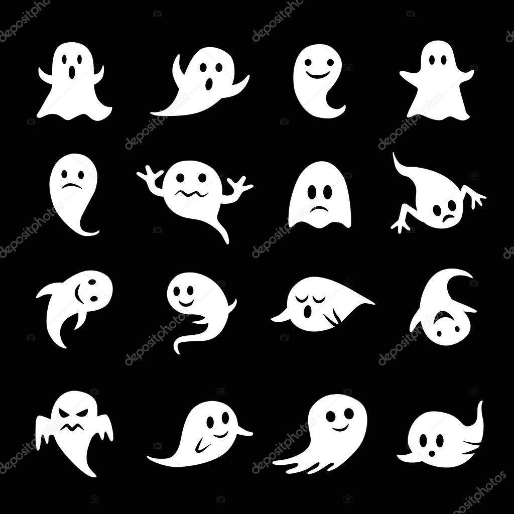 Ghost Icons Set - Scary Cartoon Ghosts