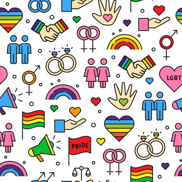 Lgbt Pictogrammen Achtergrond Naadloos Patroon Kan Illustreren Onderwerpen Homo Lesbiennes — Stockvector