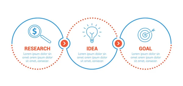 Três Passos Infográficos Podem Ilustrar Uma Estratégia Fluxo Trabalho Trabalho — Vetor de Stock