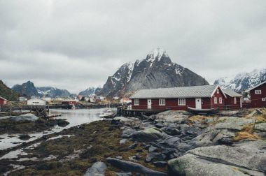 dağ tepeli uzak Norveç yerleşim