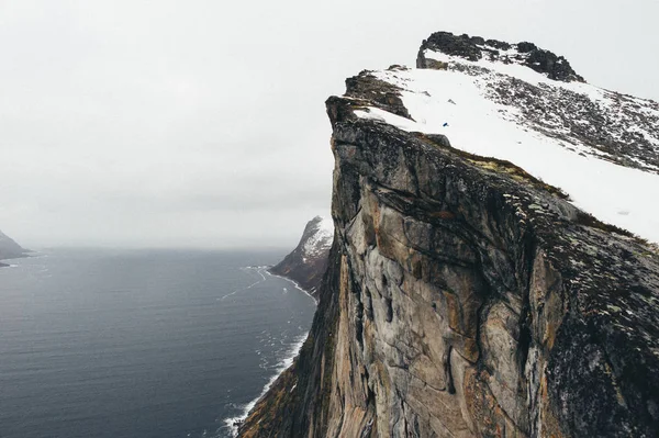 Провінції Troms Норвегія Квітня 2018 Зимова Погляд Oksahornan Steinfjord Senja — стокове фото