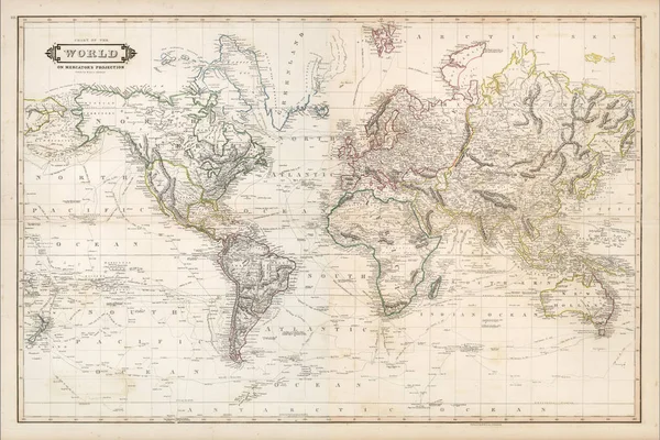 Weltkarte Mit Kontinenten Und Inseln — Stockfoto
