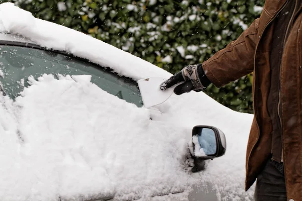 Snowy car  window — Stock Photo, Image