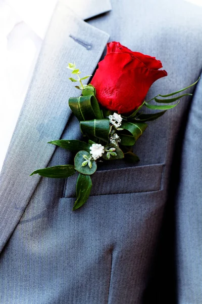 Flower on husband suit — Stock Photo, Image