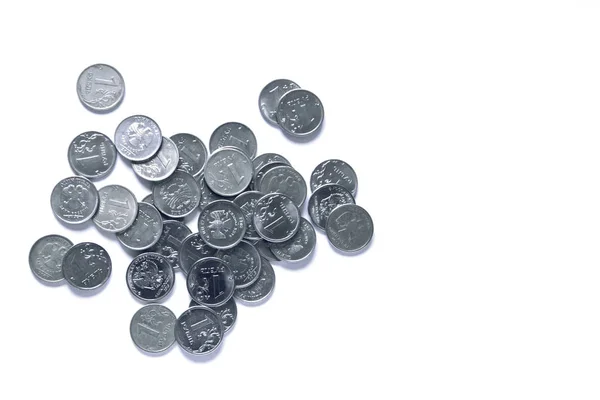 Un puñado de monedas de plata — Foto de Stock