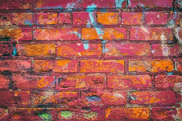 빨간 페인트 벽돌 벽 — 스톡 사진