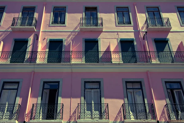 Pink apartment building