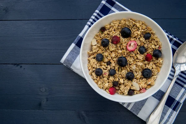 Snídaně müsli s borůvkami — Stock fotografie