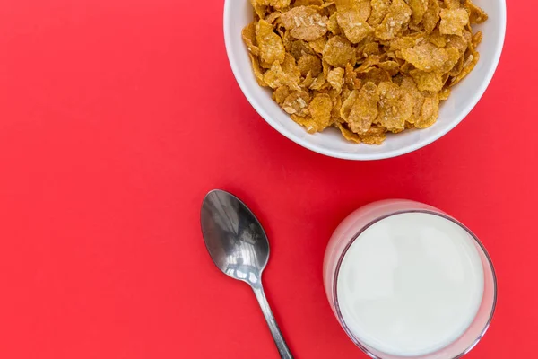 Copos de maíz desayuno cereal bowl — Foto de Stock