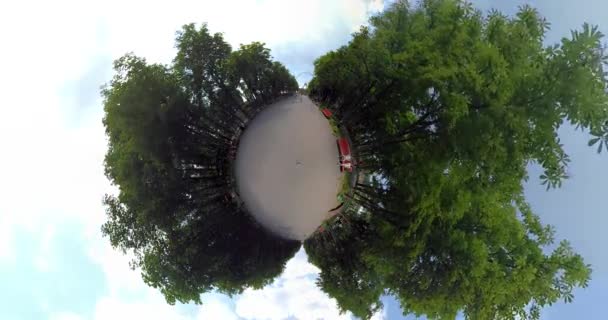 Tiny planet timelapse in the park — Stock Video