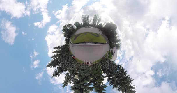 Tiny planet Square in the center of Kharkiv — Stock Video