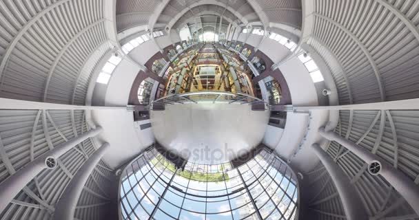 Tiny planet en modern marknad i centrum av Kharkov — Stockvideo