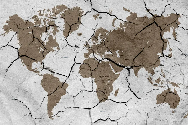 乾燥土壌テクスチャと世界地図 — ストック写真