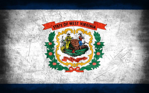 Bandera West Virginia, USA con textura de metal grunge — Foto de Stock
