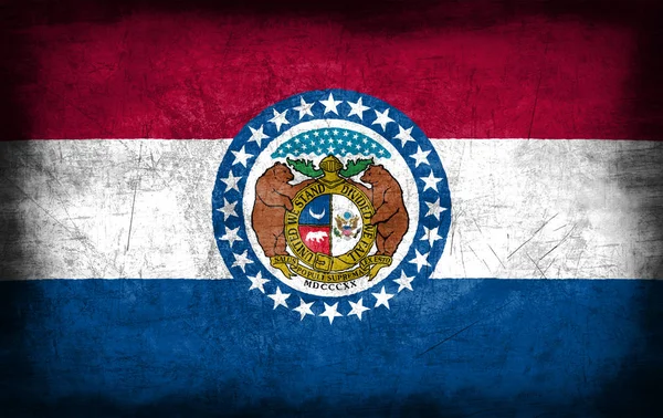 Bandera de Missouri, USA con textura de metal grunge — Foto de Stock