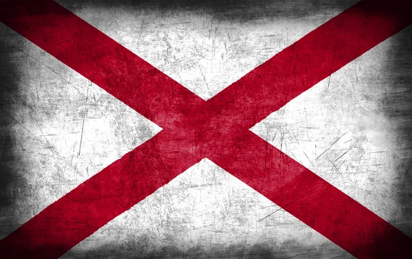 Alabama bayrak, ABD ile metal doku — Stok fotoğraf