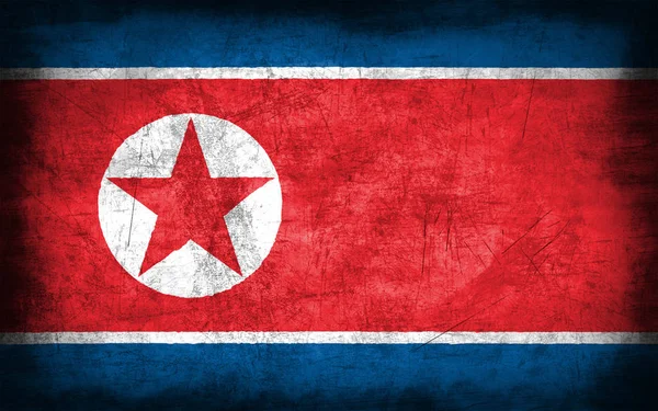 Bandeira da Coreia do Norte com textura de metal grunge — Fotografia de Stock