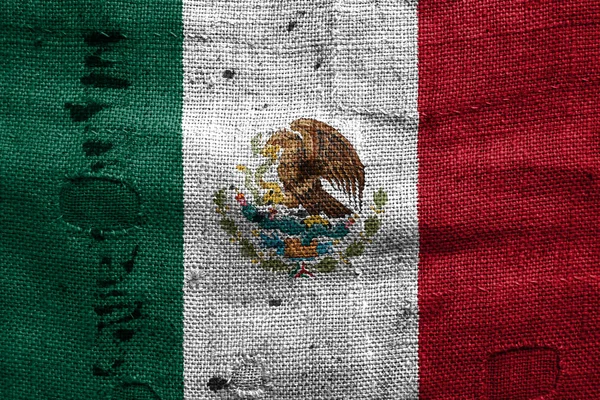 Bandera de México con textura de tela grunge — Foto de Stock