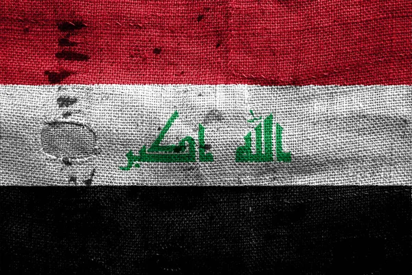 Iraq flag with grunge fabric texture — Stock Photo, Image