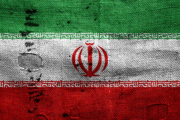 Drapeau Iran avec texture tissu grunge — Photo