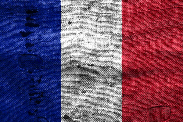 Vlajka Francie s grunge textilie textura — Stock fotografie